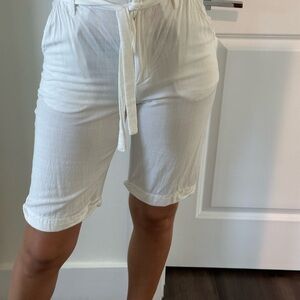 Women's White Casual Shorts linen